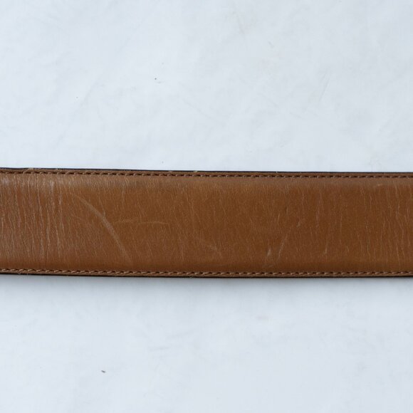 FInsbury Tan Leather Western Belt Minimalist Quiet Luxury Camel Silver Belt - Picture 4 of 11